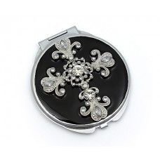 Compact Mirror - 12 PCS - Rhinestone Cross Charm -MR-GM1013BK